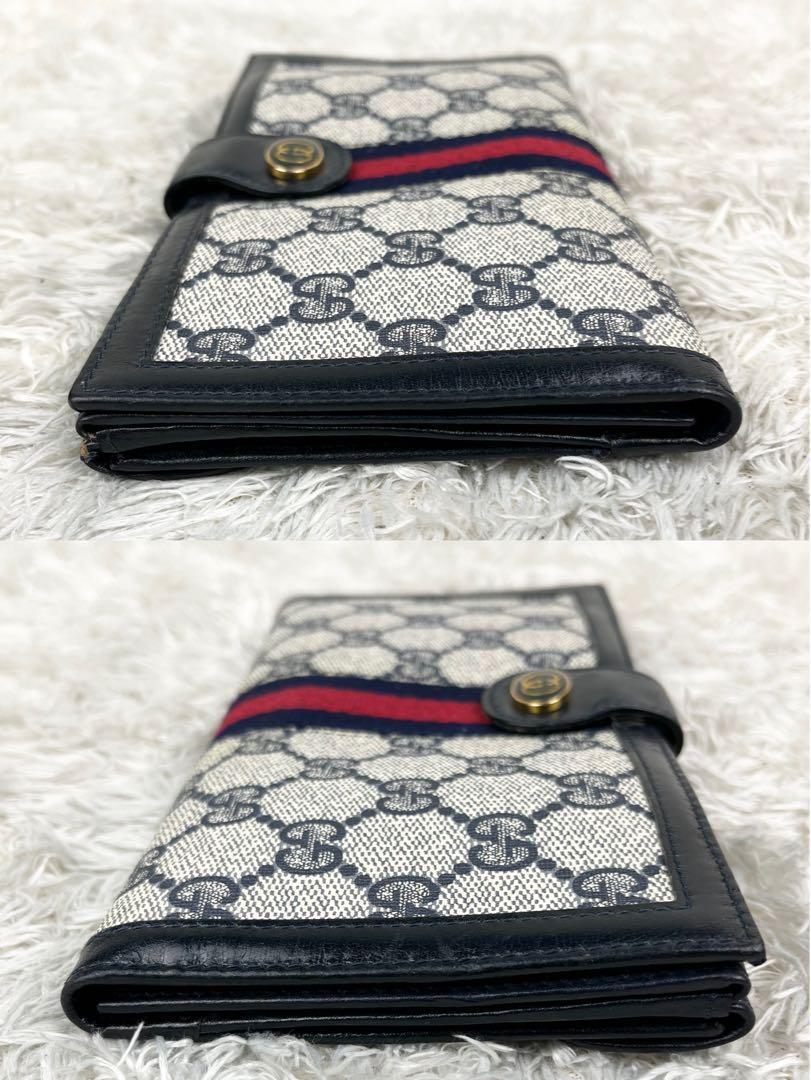 【極美品】オールドグッチ シェリーライン GGスプリーム 長財布 ネイビー