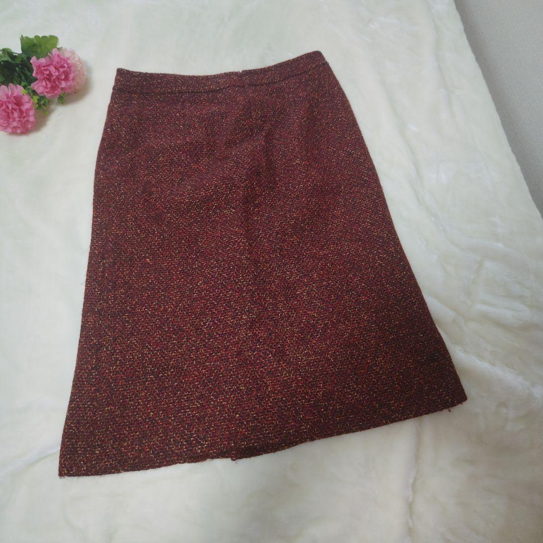 年末のプロモーション特価！ オシャレ☆Max Mara】レッド ミックスツイード スカート サイズ42Ω スカート