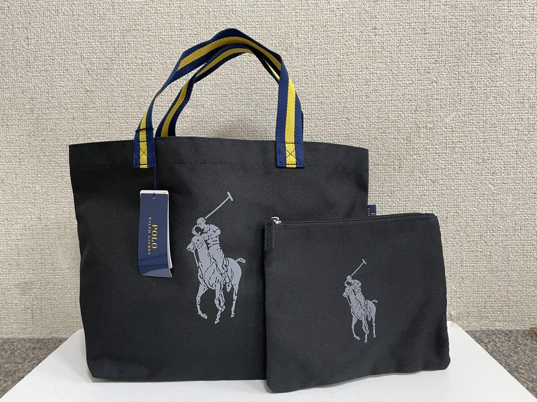 新品 ラルフローレン トートバッグ エコバッグ ポーチ付き 黒