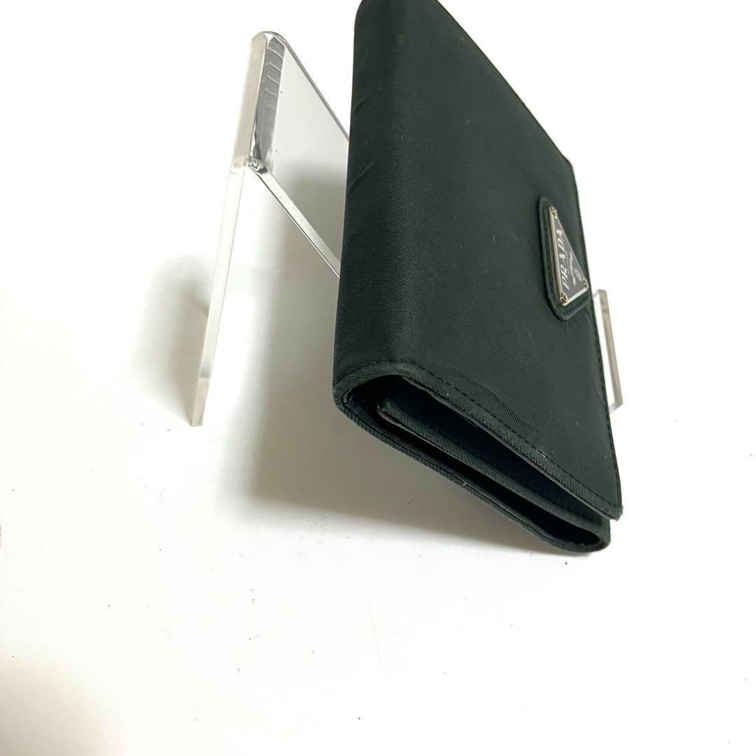 PRADA プラダ 三つ折り財布 ナイロン 三角ロゴ グリーン 緑