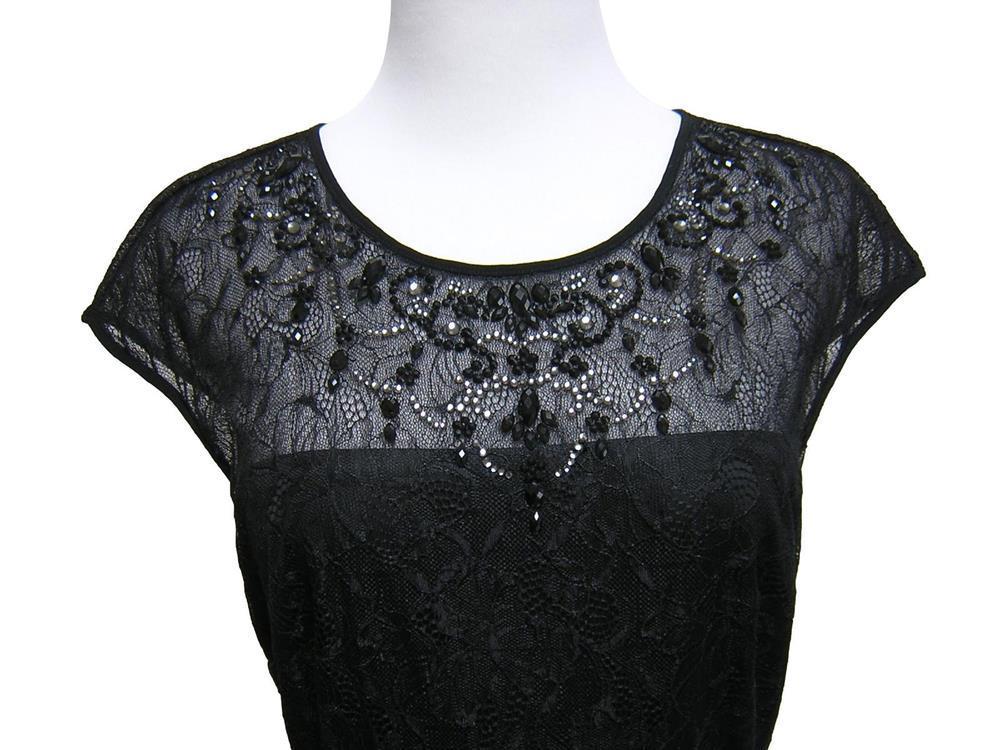 TADASHI SHOJI タダシ レース切替ドレス ワンピース 黒 ブラック