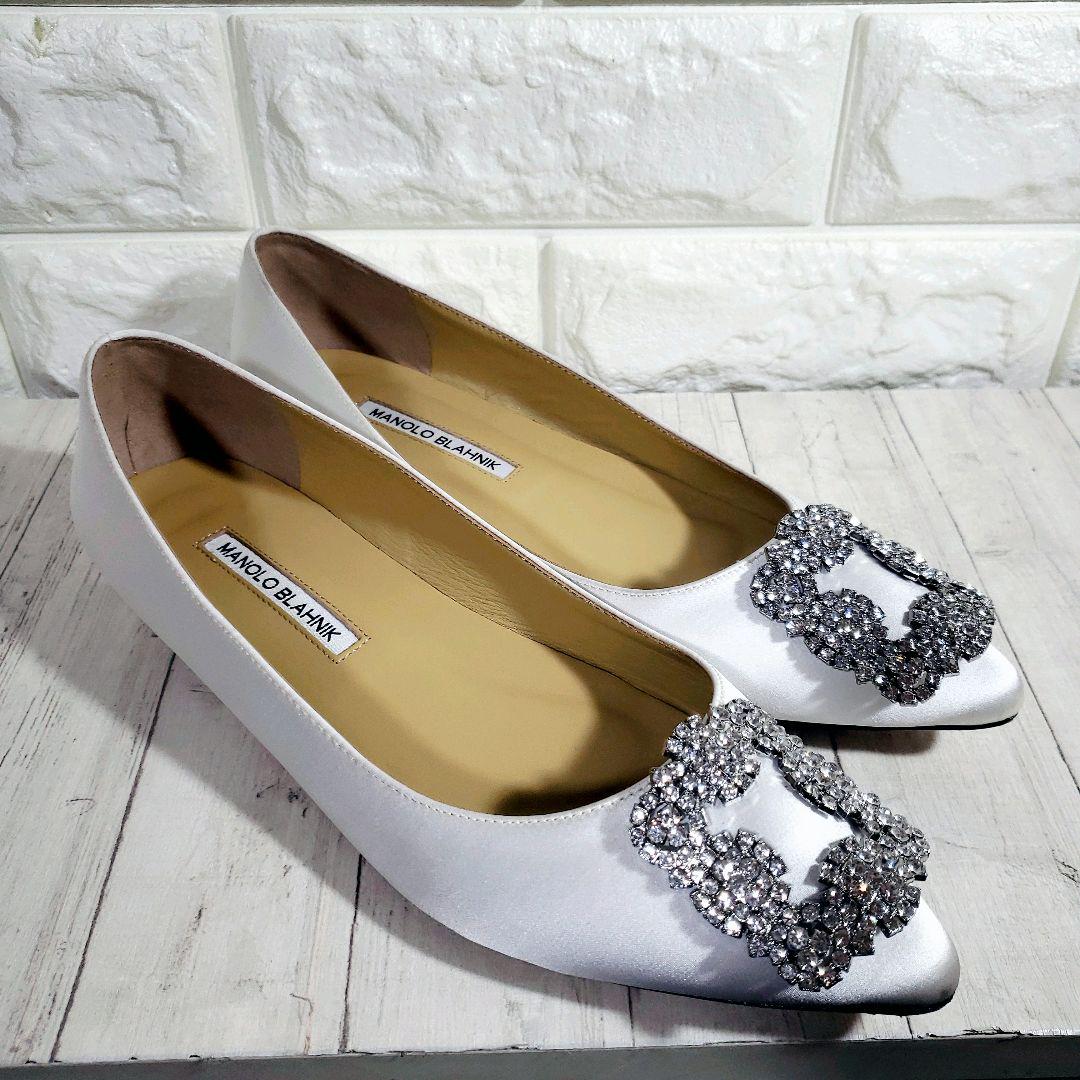 MANOLO BLAHNIK マノロブラニク ハンギシ サテングレー 39