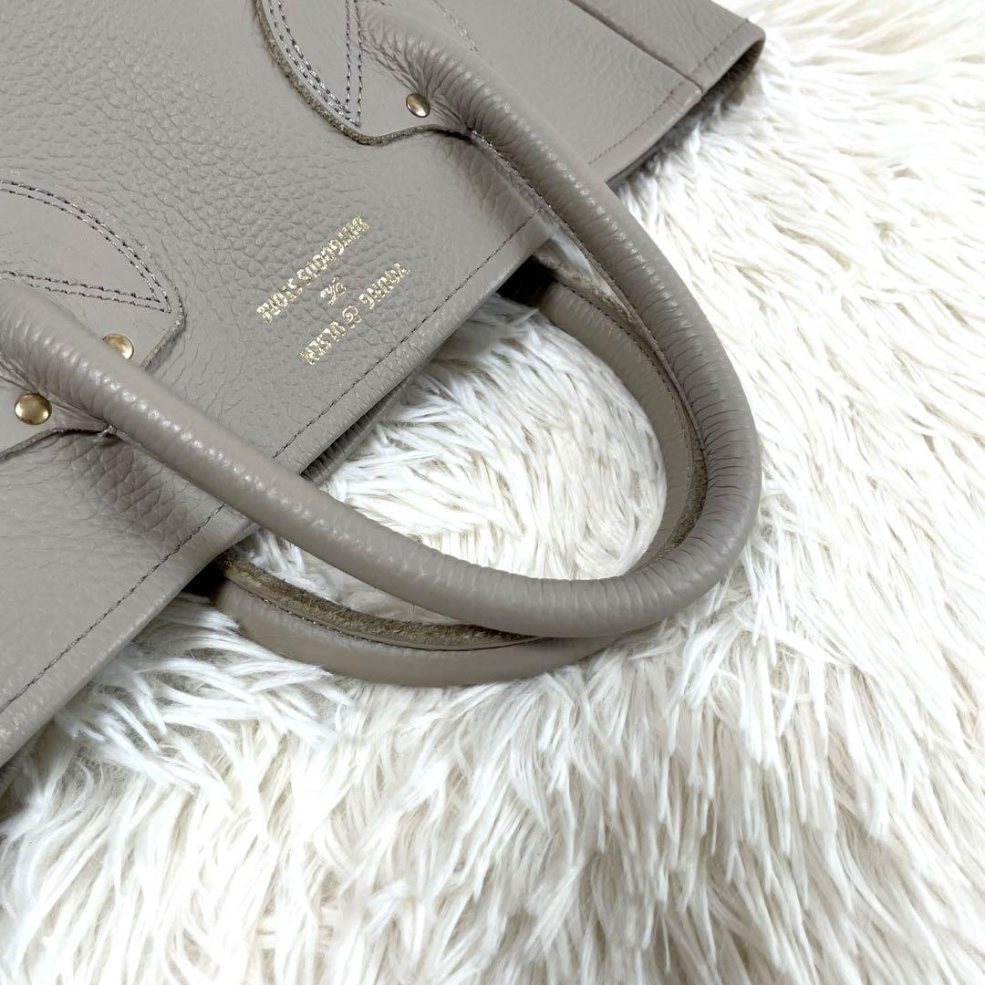 【美品】ヤングアンドオルセン　グレー　ハンドバッグ　Mサイズ　A4対応