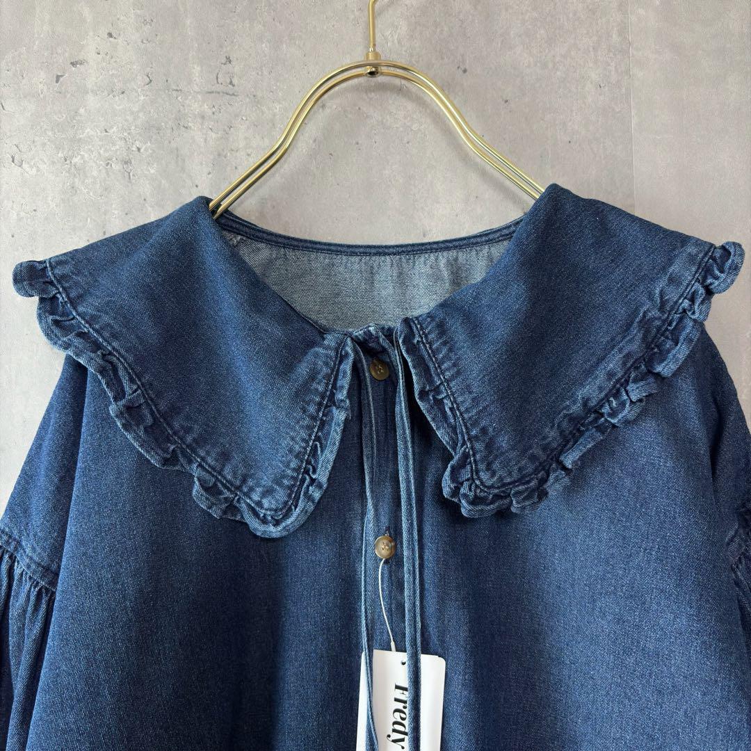 新品 fredy emue フレディエミュ デニムフリルステンカラー