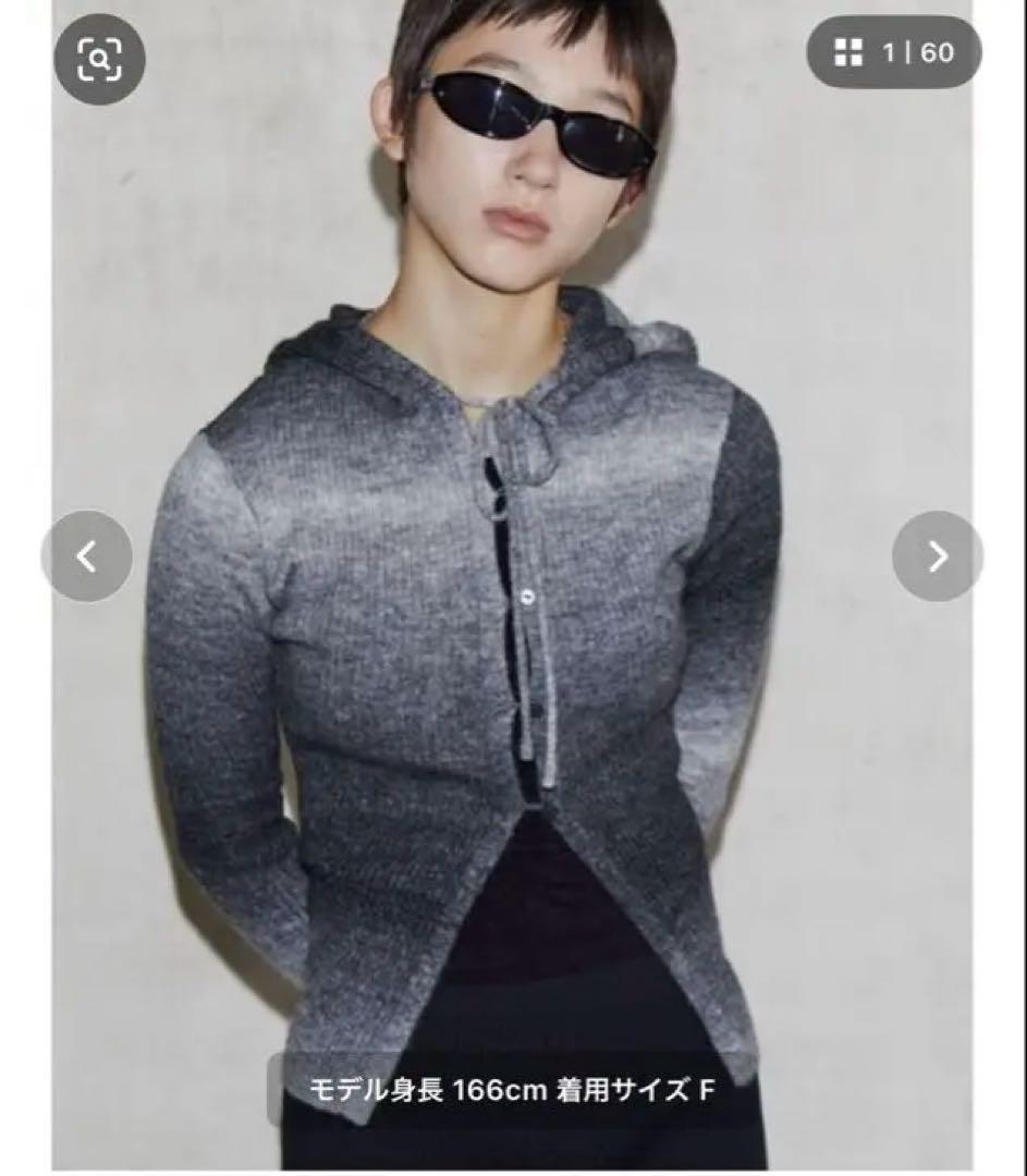 【VEQUM】FRONT BUTTON HOOK KNIT BLACK
