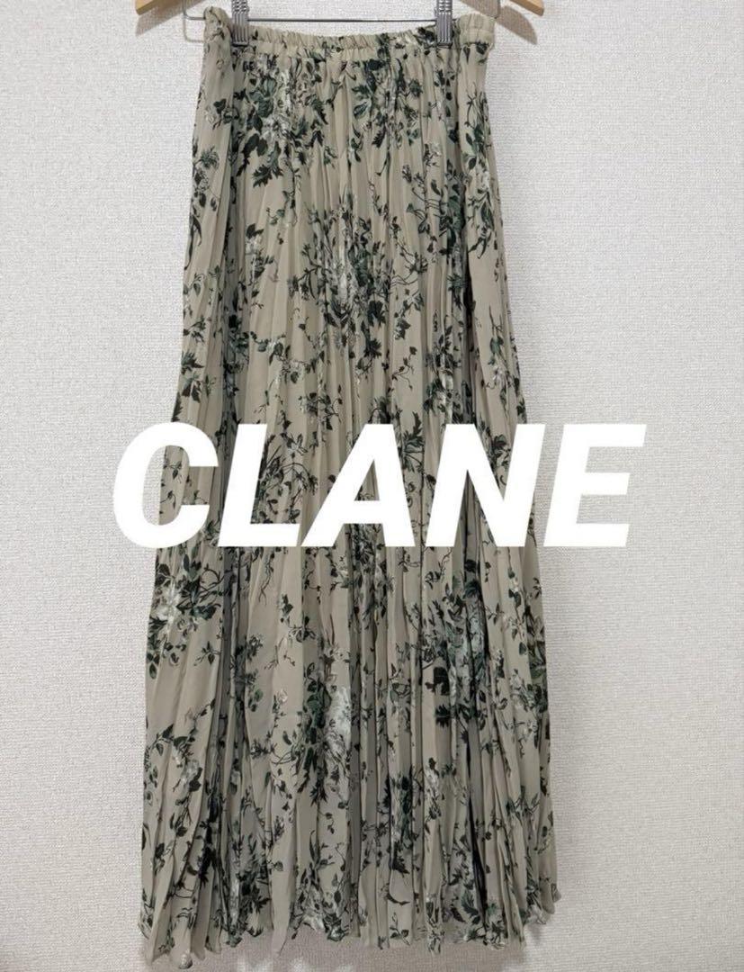【美品】CLANE OLD FLOWER PLEAT LONG SKIRT 0