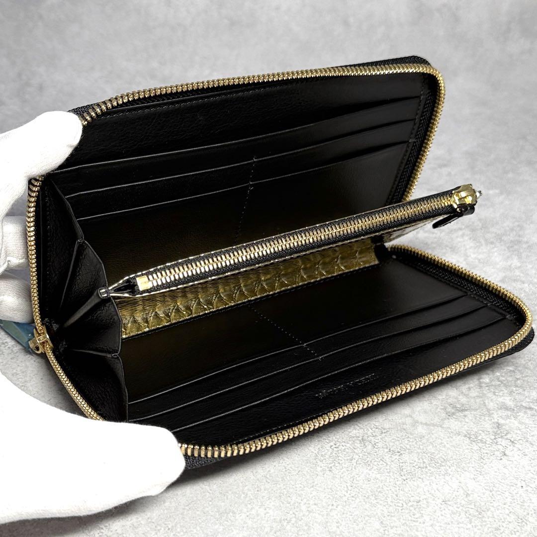 新品同様 定価15万 池田工芸 クロコダイル ブラック ミリオンウォレット 財布