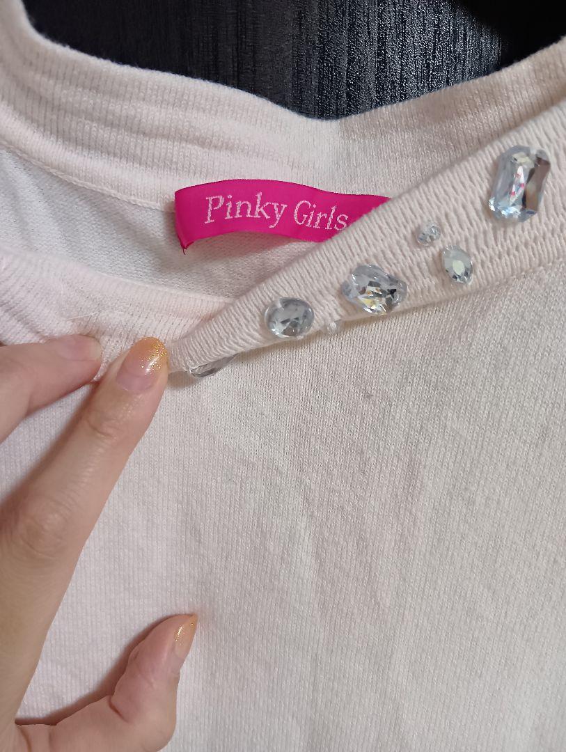 Pinky Girls ピンク 七分袖 ミニニットワンピース