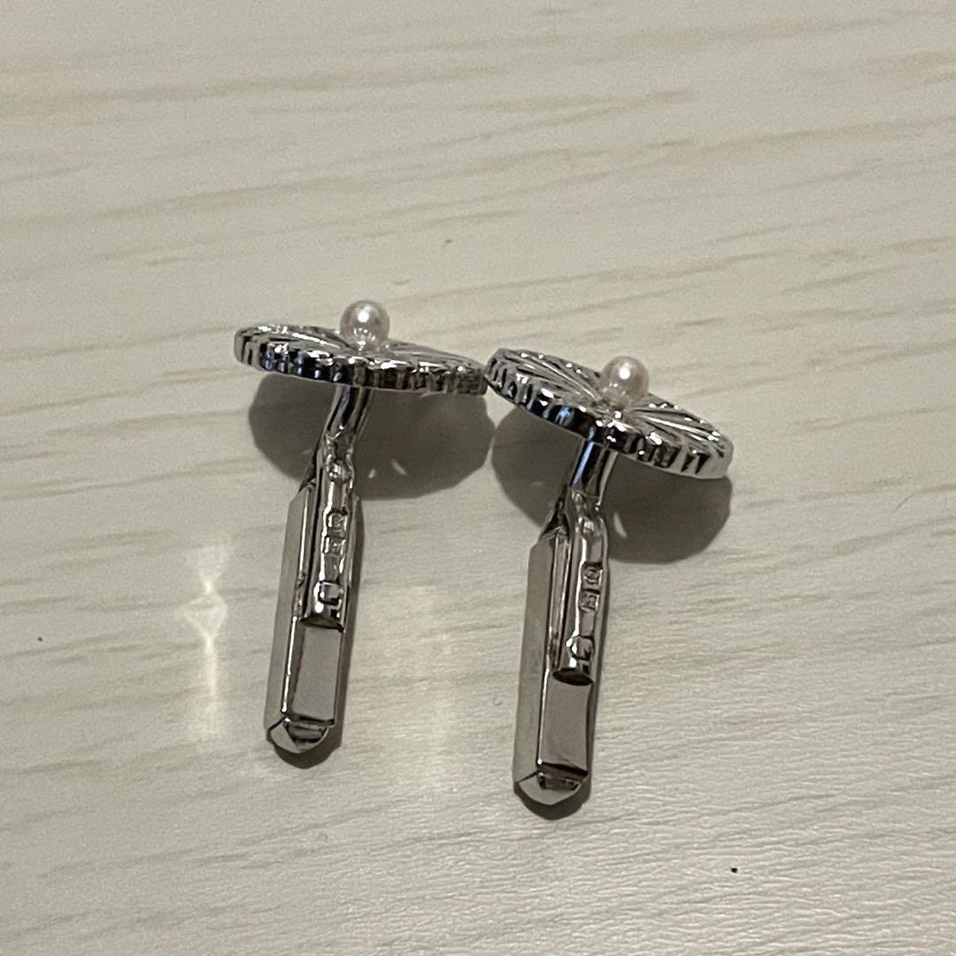 MIKIMOTO ミキモト パール カフリンクス 菊紋 シルバー - メルカリ