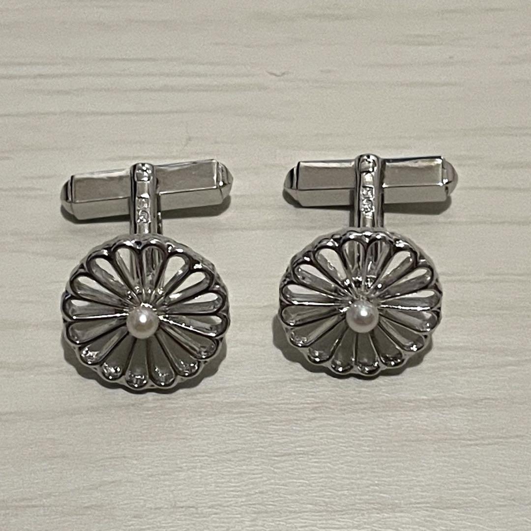 MIKIMOTO シルバー パール カフリンクス MIKIMOTO 新品同様 ミキモト カフス 真珠 パール 6mm シルバー