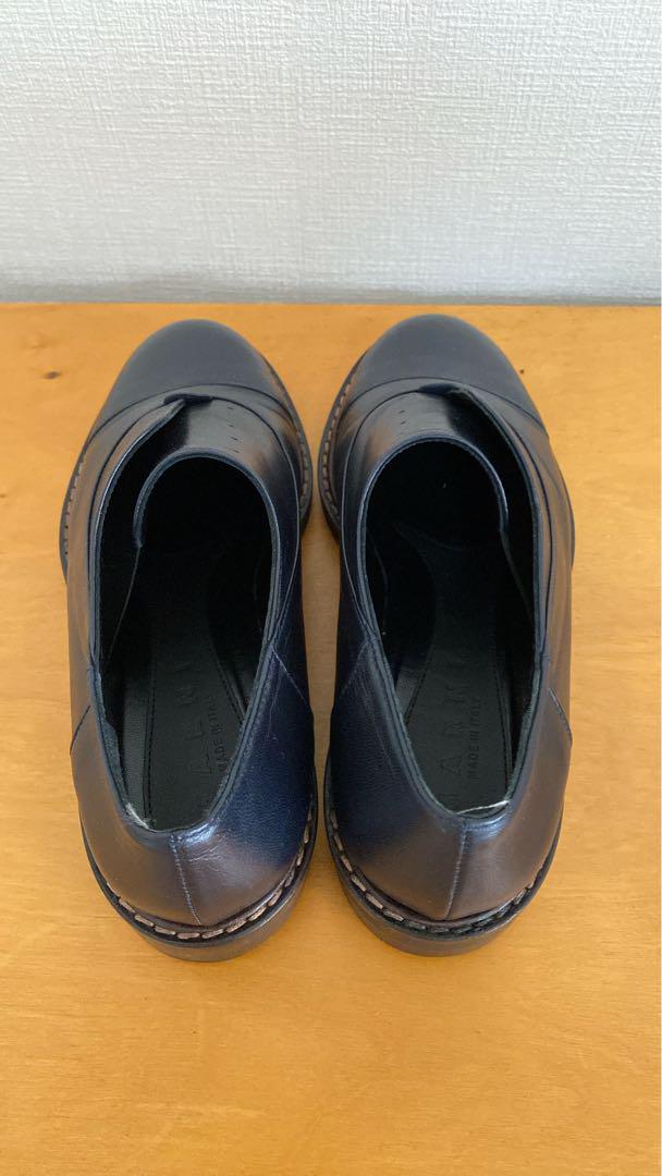 MARNI ネイビーレザー スリッポン　22.5cm相当