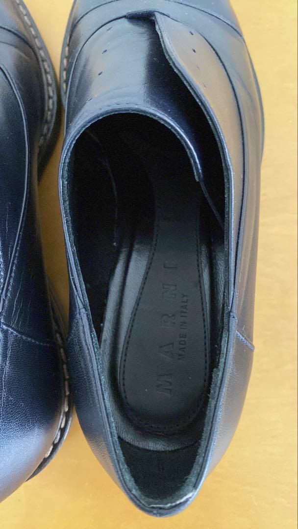 MARNI ネイビーレザー スリッポン　22.5cm相当