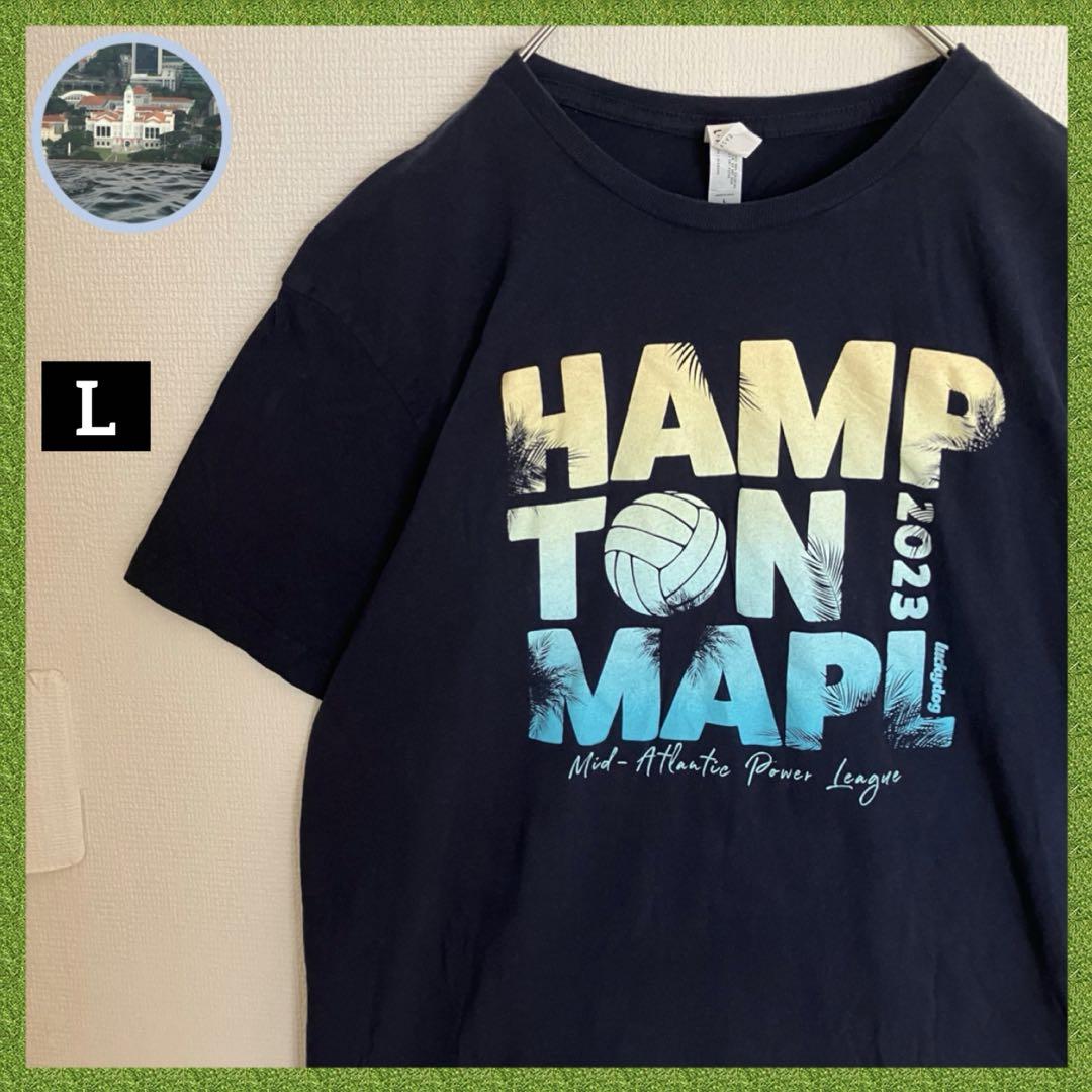 アメリカ合衆国 バージニア州 ハンプトン オールドデザイン Tシャツtシャツ 紺