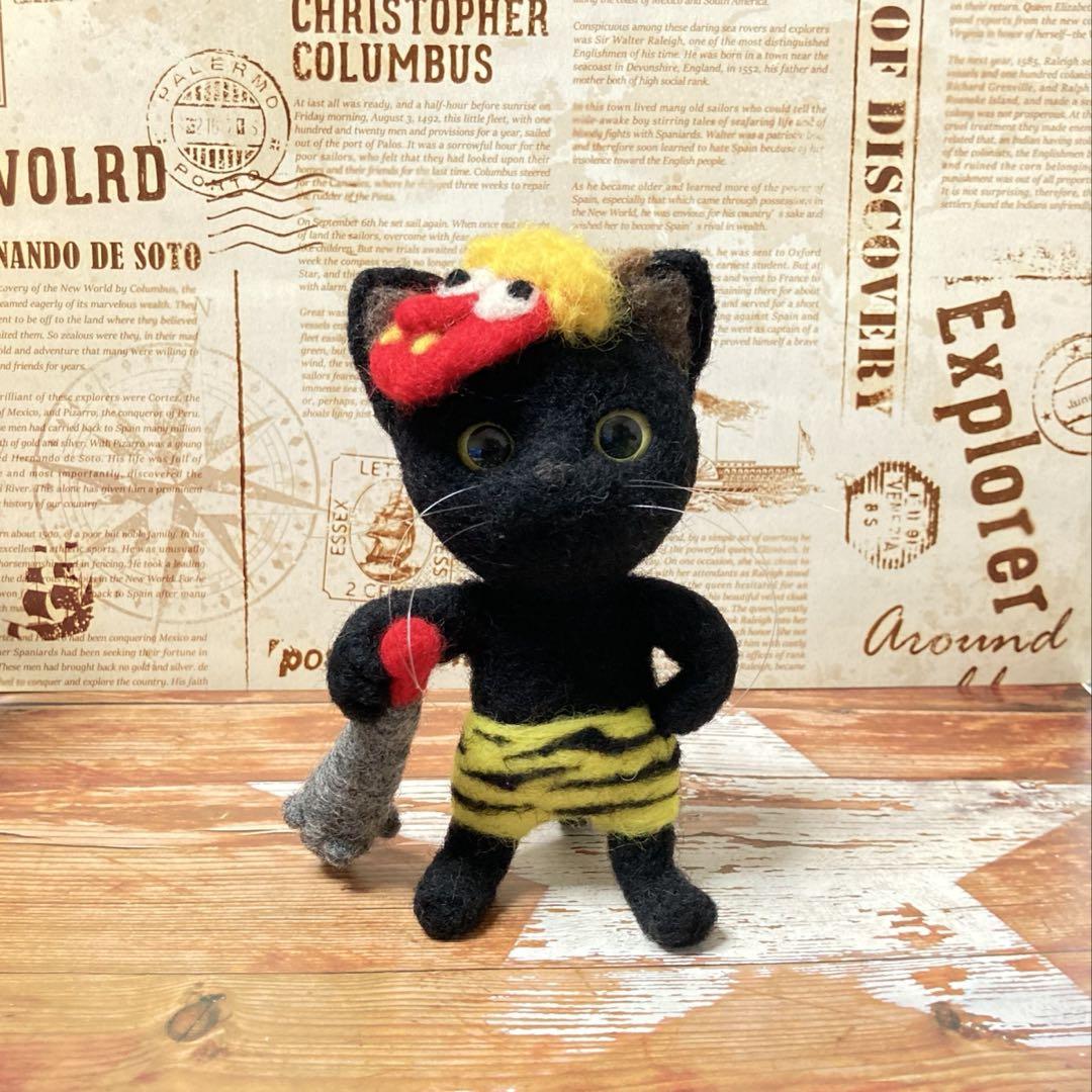 羊毛フェルト　鬼面&福面の節分猫ちゃんセット　No.6