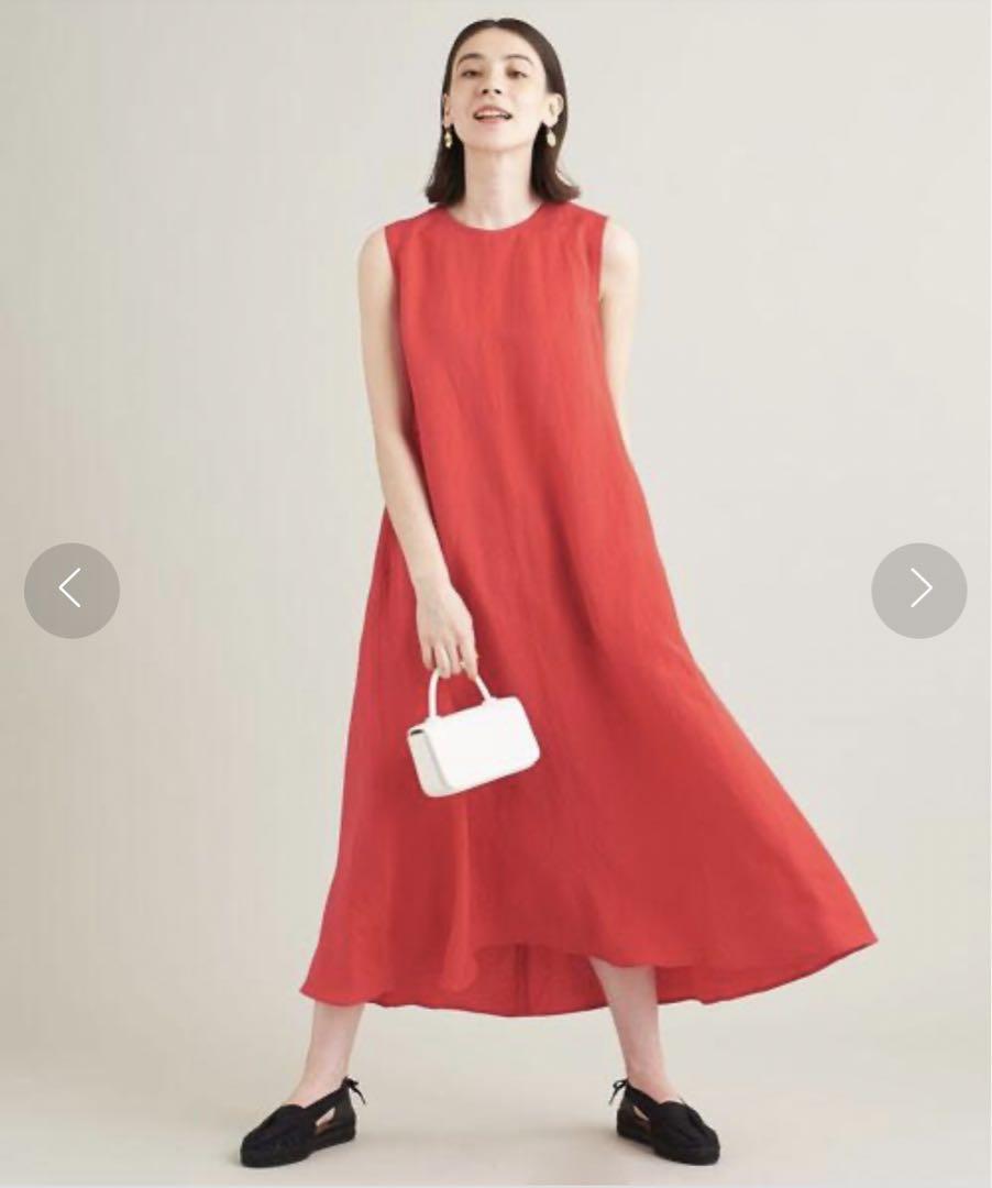 【新品】B&Y リネンレーヨン ノースリーブロングワンピース -ウォッシャブル-