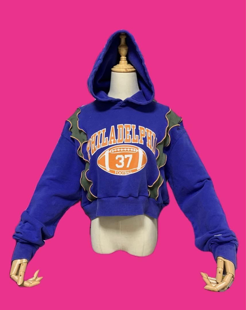 古着 リメイク パーカー ドッキング メロウ クロップド