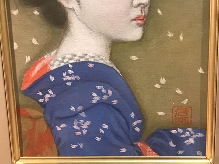 岩田浩昌　「桜吹雪」　油彩SM 落款有り
