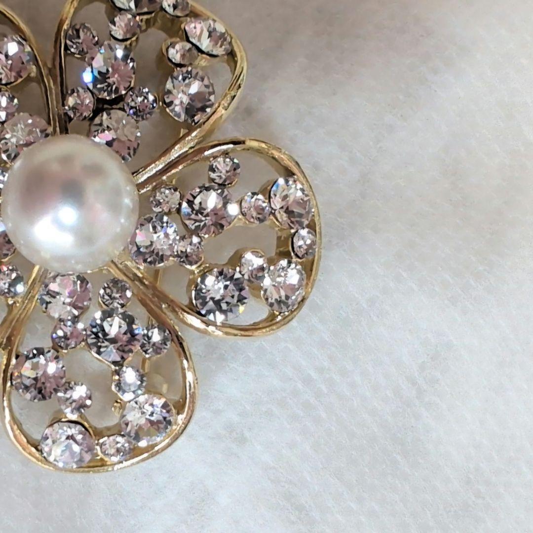 美品✨ルネ パールフラワーブローチ ビジュー お花 ゴールド