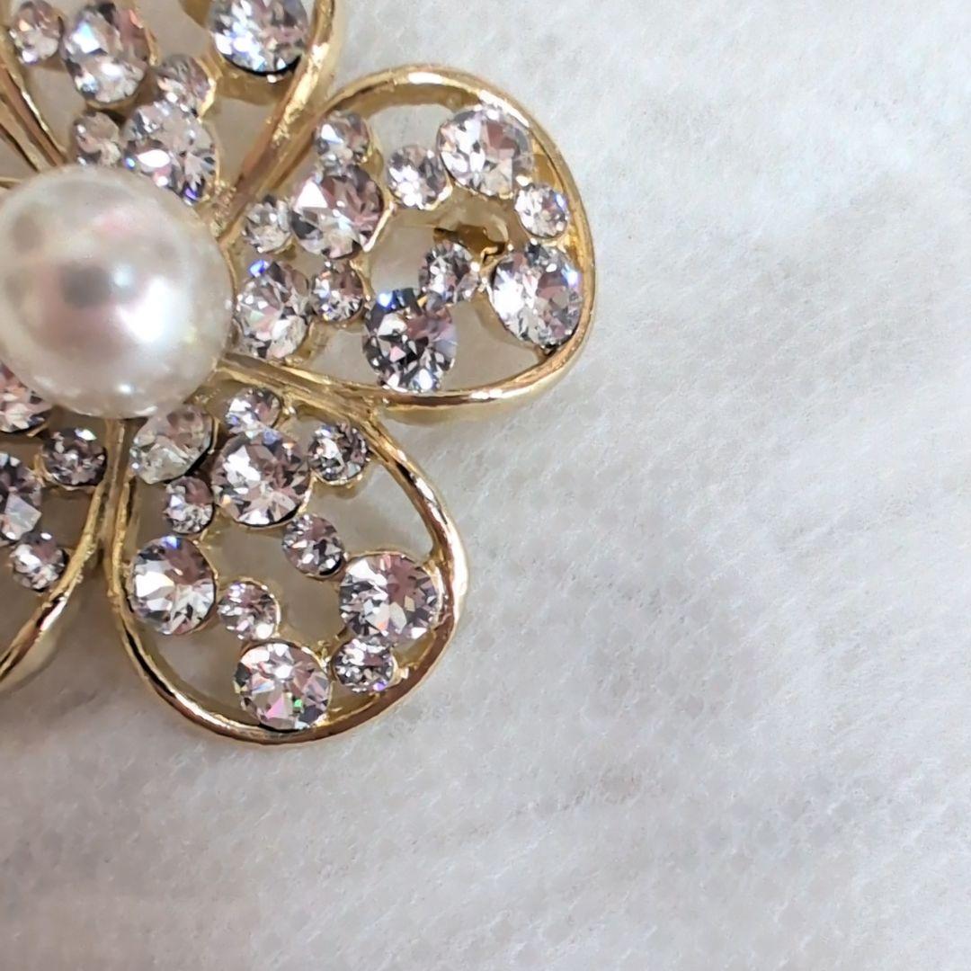 美品✨ルネ パールフラワーブローチ ビジュー お花 ゴールド