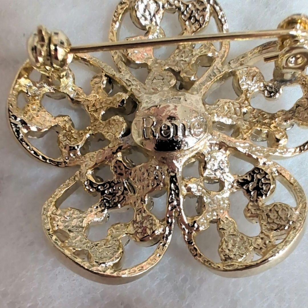 美品✨ルネ パールフラワーブローチ ビジュー お花 ゴールド