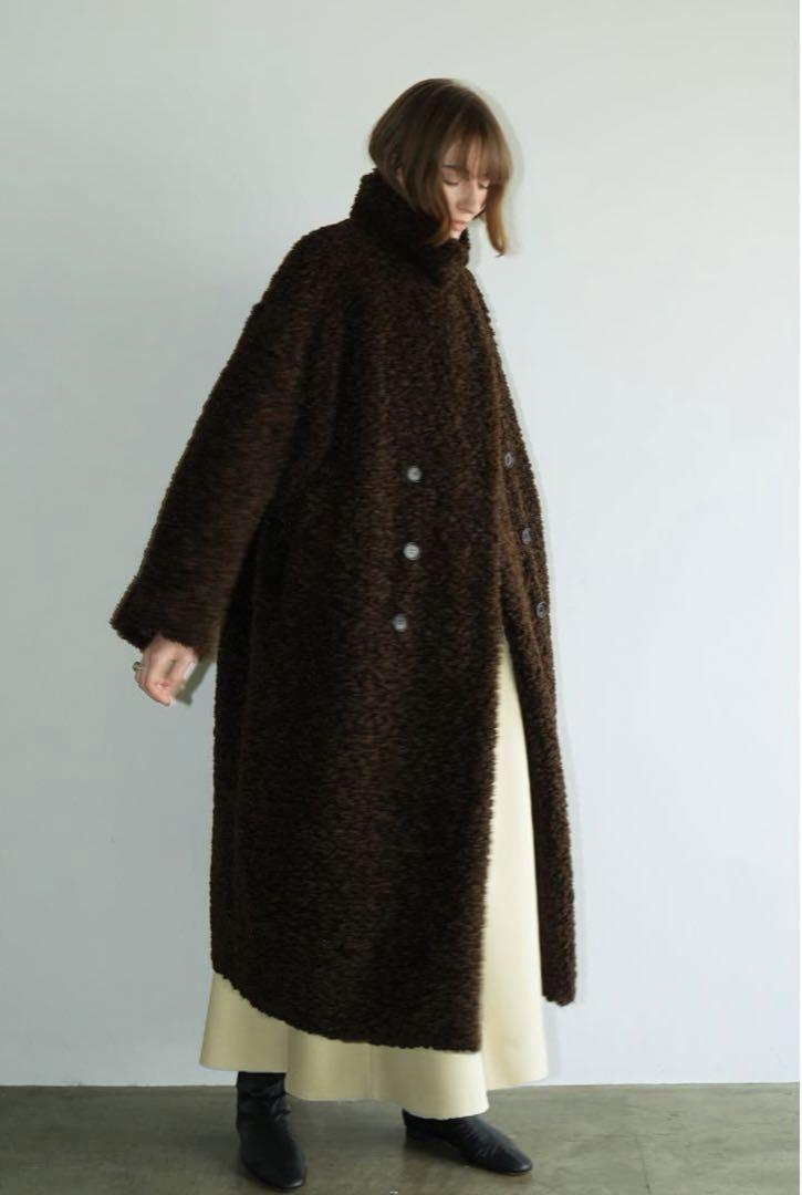 最低価格の 新品 CLANE DOUBLE LONG BOA COAT ブラウン最 安 価格 ジャケット・アウター