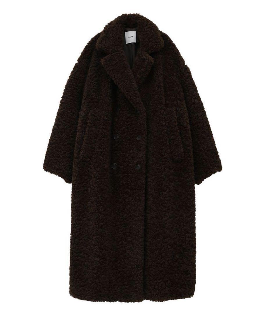 新品 CLANE DOUBLE LONG BOA COAT ブラウン最 安 価格