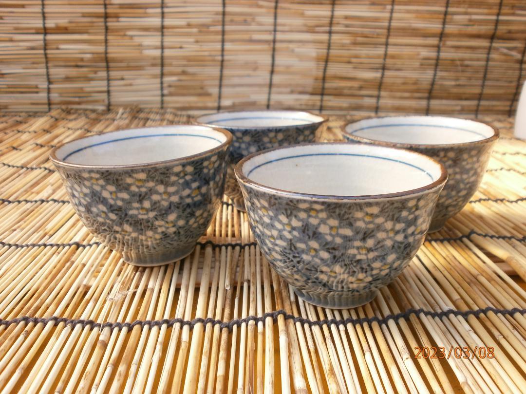 Ⅰ-5：青花全面模様高級湯呑(和器)4個