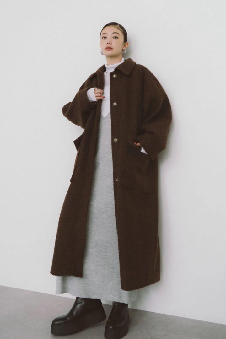 美品　hanne レディース　ステンカラーロングコート　茶