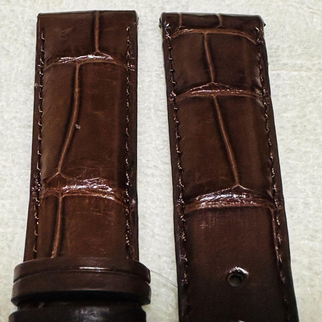 2420#19mm-16mmダークブラウン★本物クロコダイル腕時計用ベルト