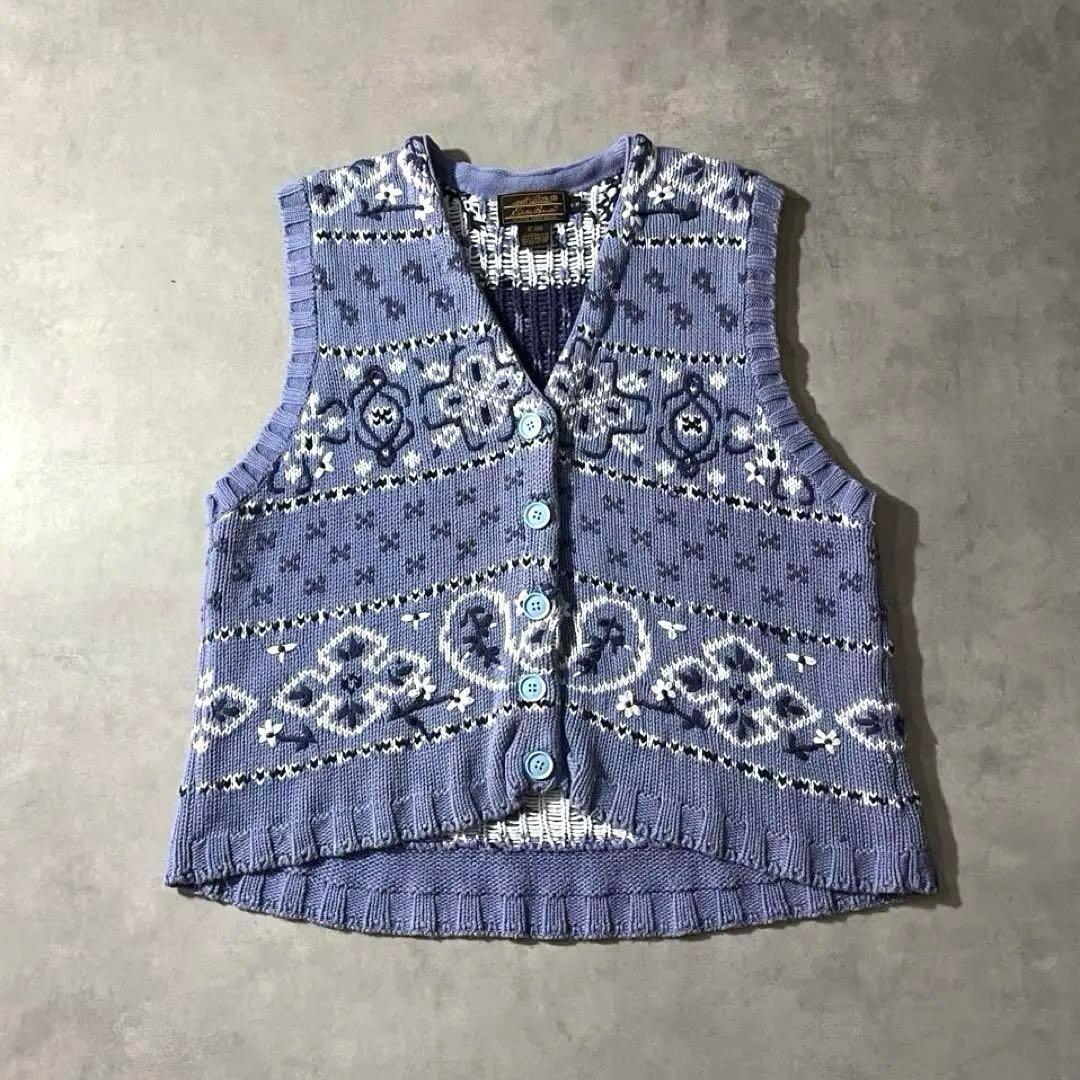 80s Eddie Bauer cotton knit vest 黒タグ ベスト