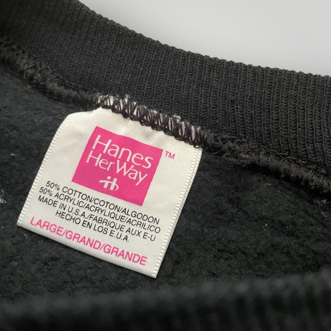 希少！USA製 90s Hanes Herway ラグランスウェット 黒 L