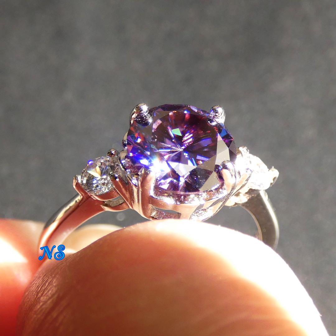 モアサナイト 指輪 2ct インペリアルパープル フリーサイズ