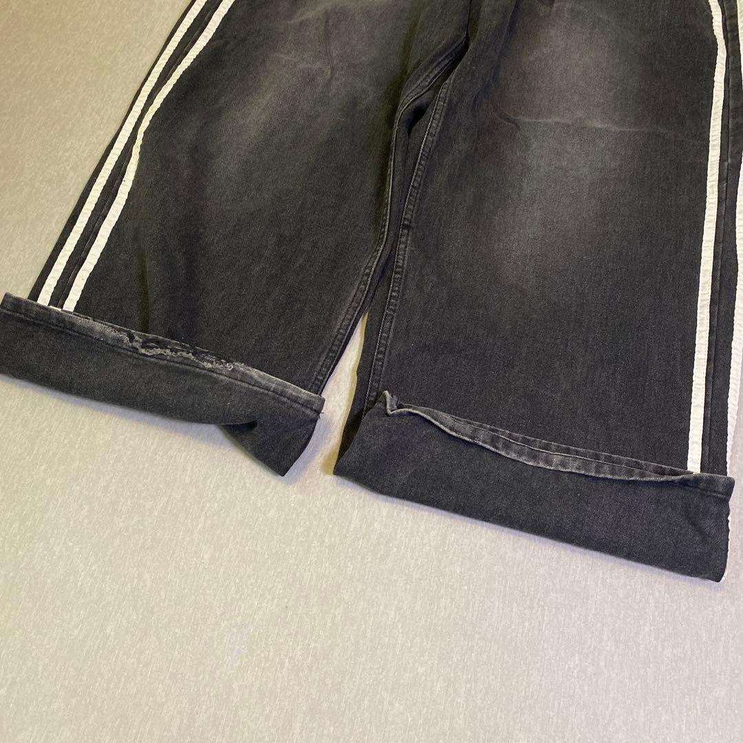 LANE ブラックデニムパンツ サイズ3 ワイドデニム　サイドライン