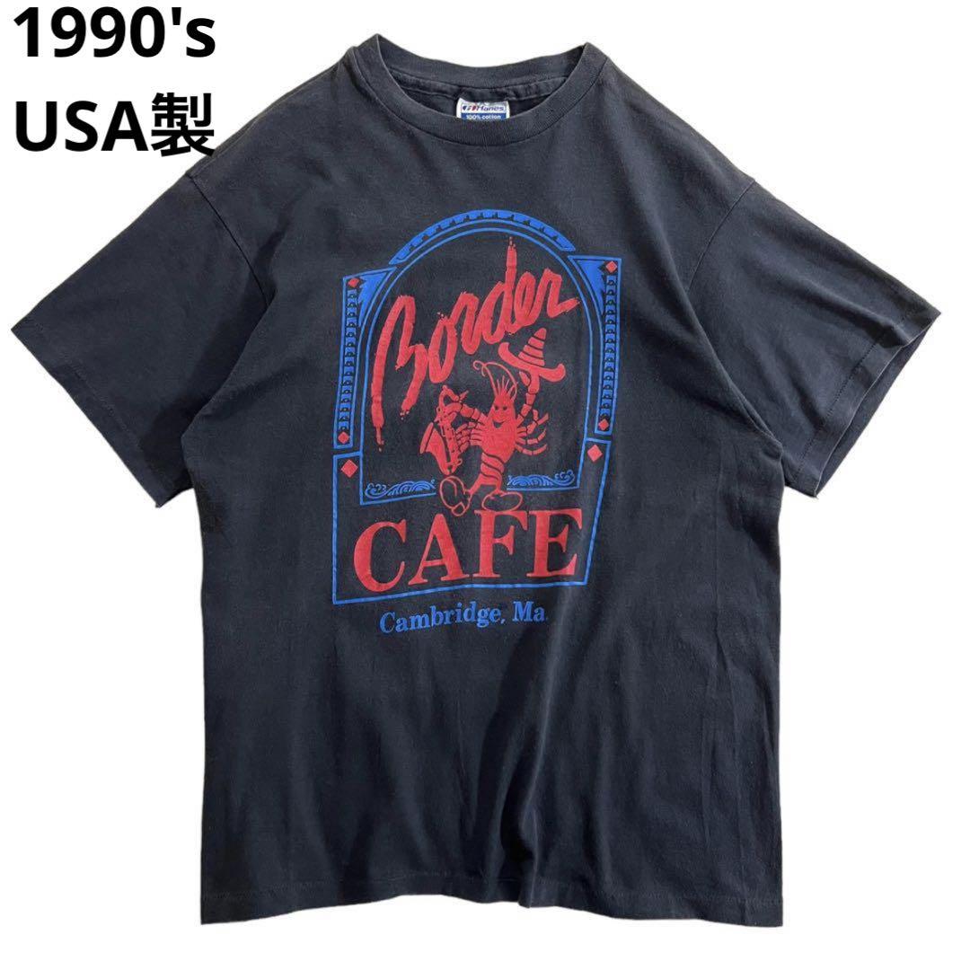 1990's USA製 Border CAFE 両面 プリント Tシャツ