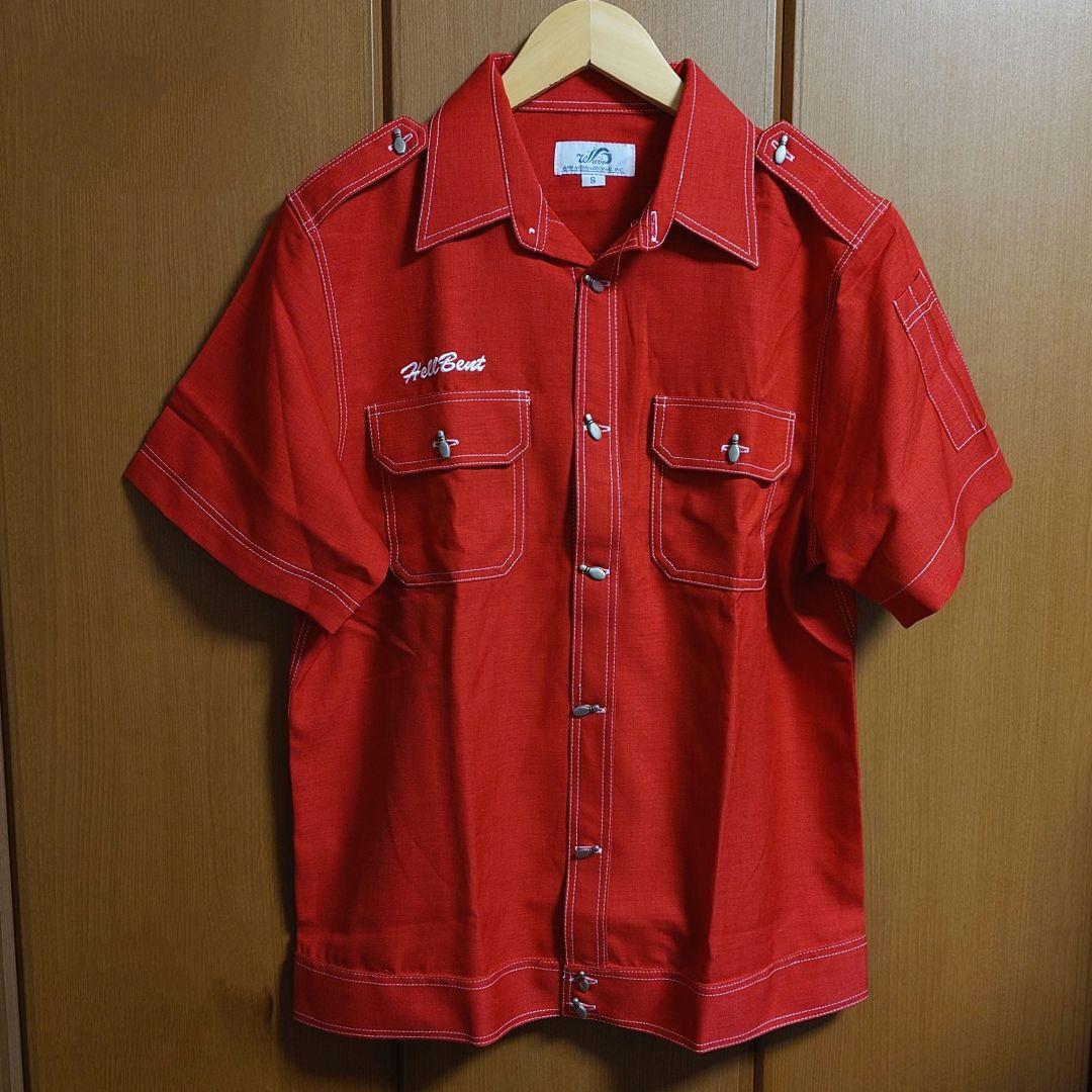 HELLBENT スプラッターデザイン ボウリングシャツ M HELLBENT スプラッターデザイン ボウリングシャツ M