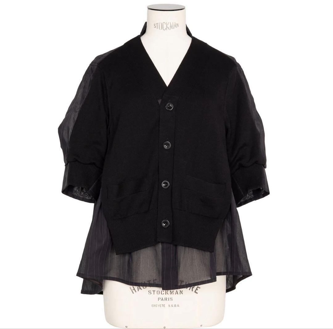 sacai High Twist Voile x Knit Cardigan