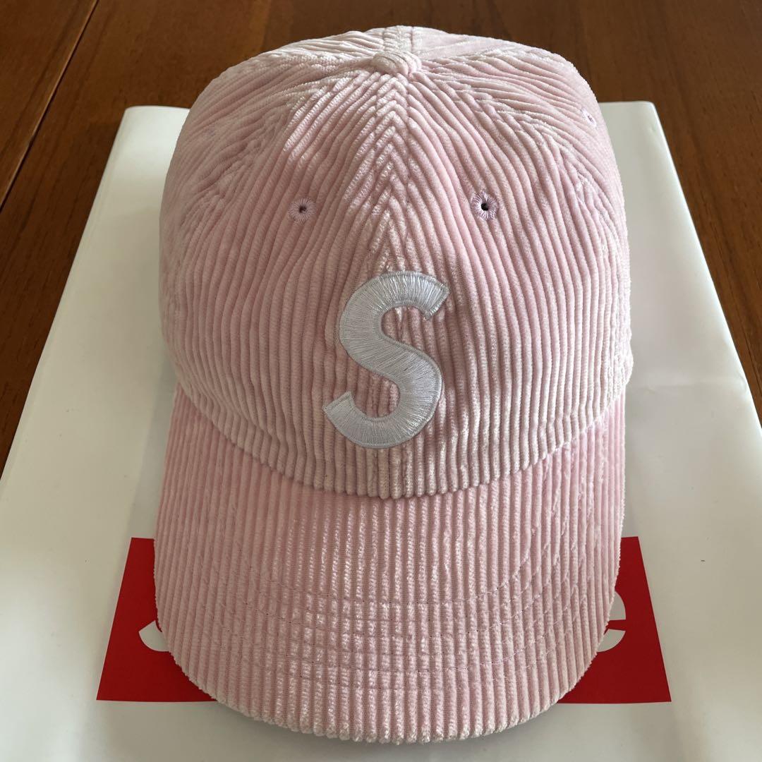 休日限定 Supreme コーデュロイキャップ ピンク S刺繍 帽子
