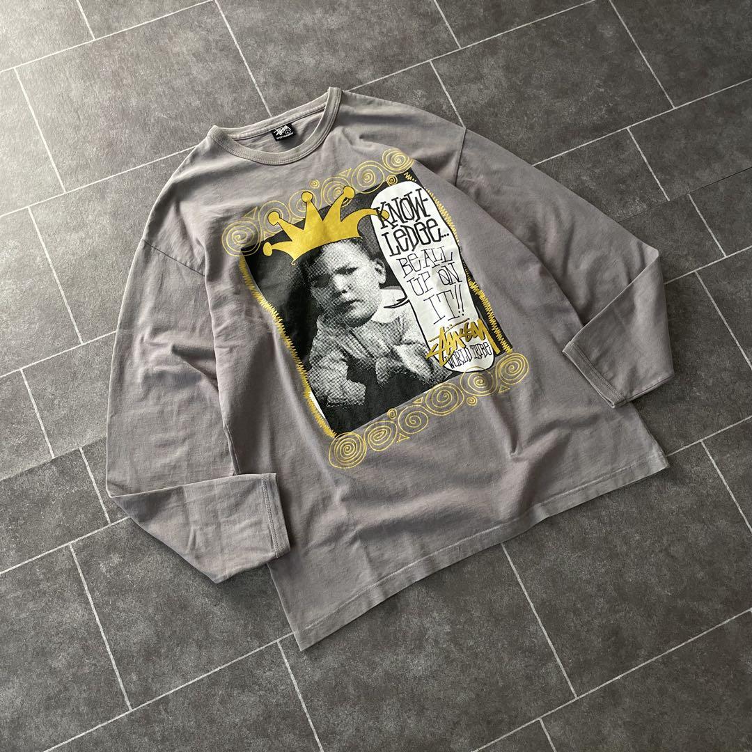 STUSSY 00-s old ステューシー L/S Tシャツ 王冠 フェード