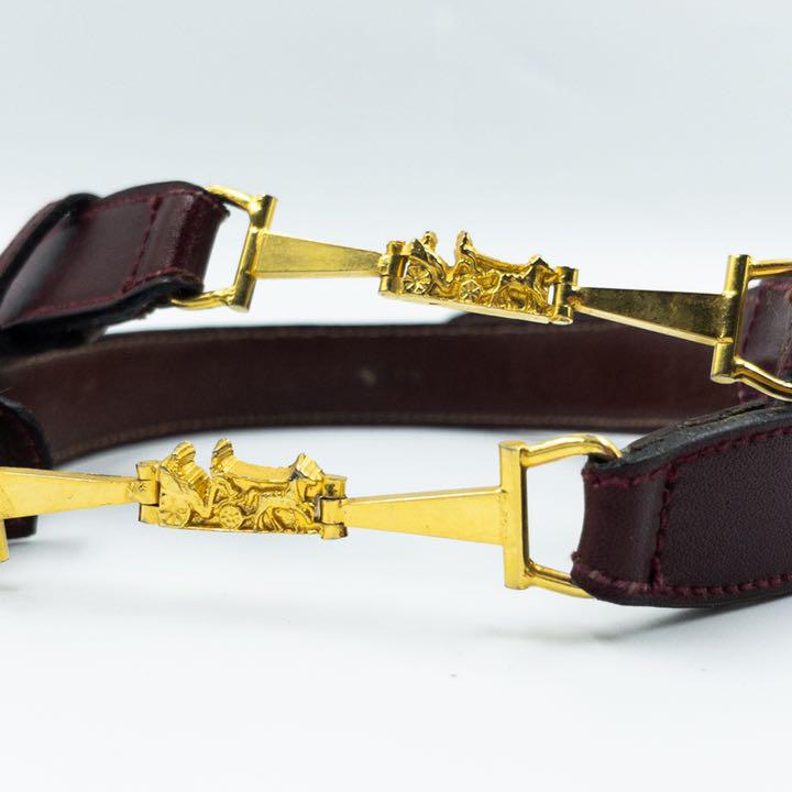 新品新作 鑑定済 セリーヌ レザーウエスト細ベルト 馬車モチーフ オールドセリーヌ Hg2rw-m38610775023 人気SALE低価