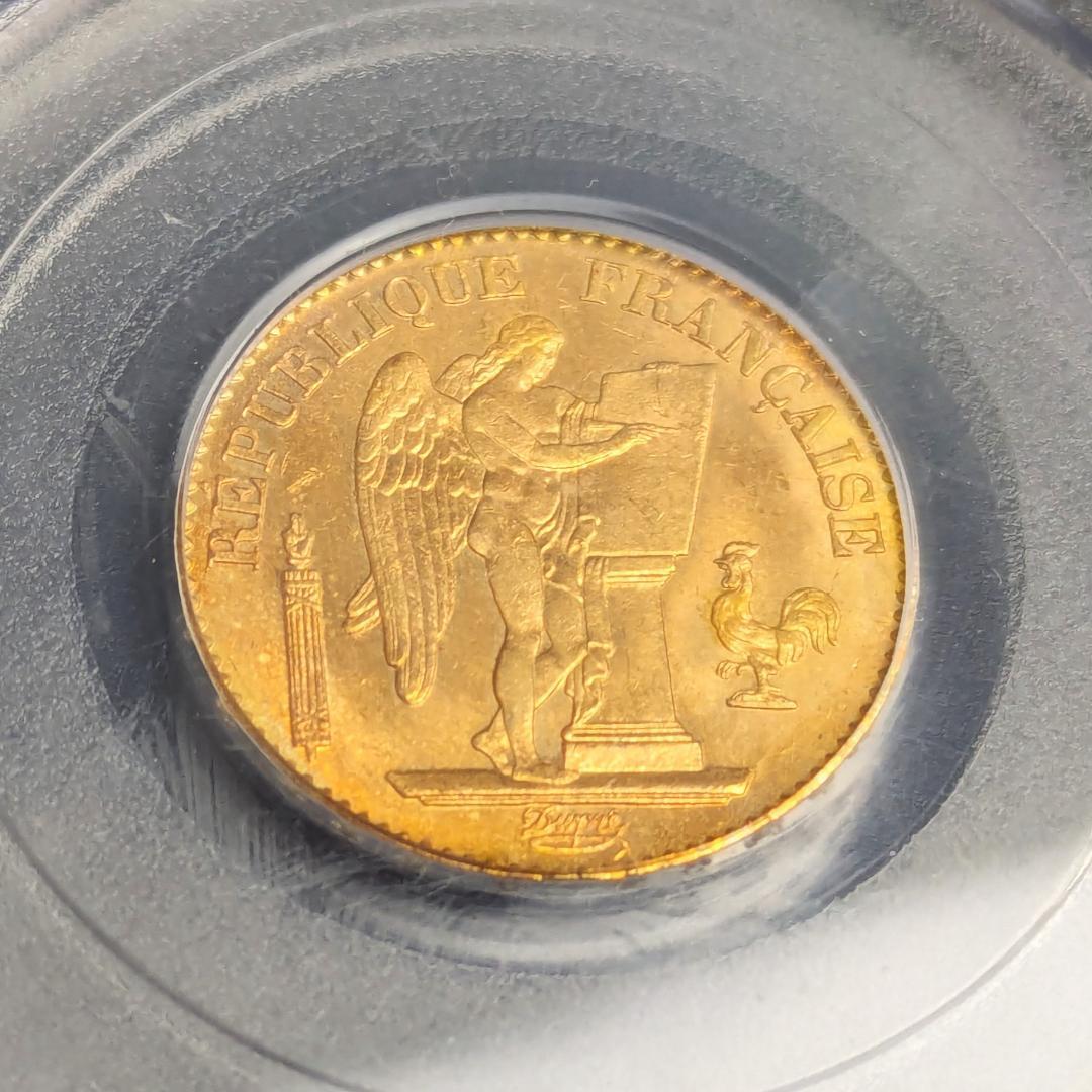 幸福な資産★1875年 フランス 20f 金貨 エンジェル PCGS MS64+ 幸福な資産☆1875年 フランス 20f 金貨 エンジェル PCGS MS64+