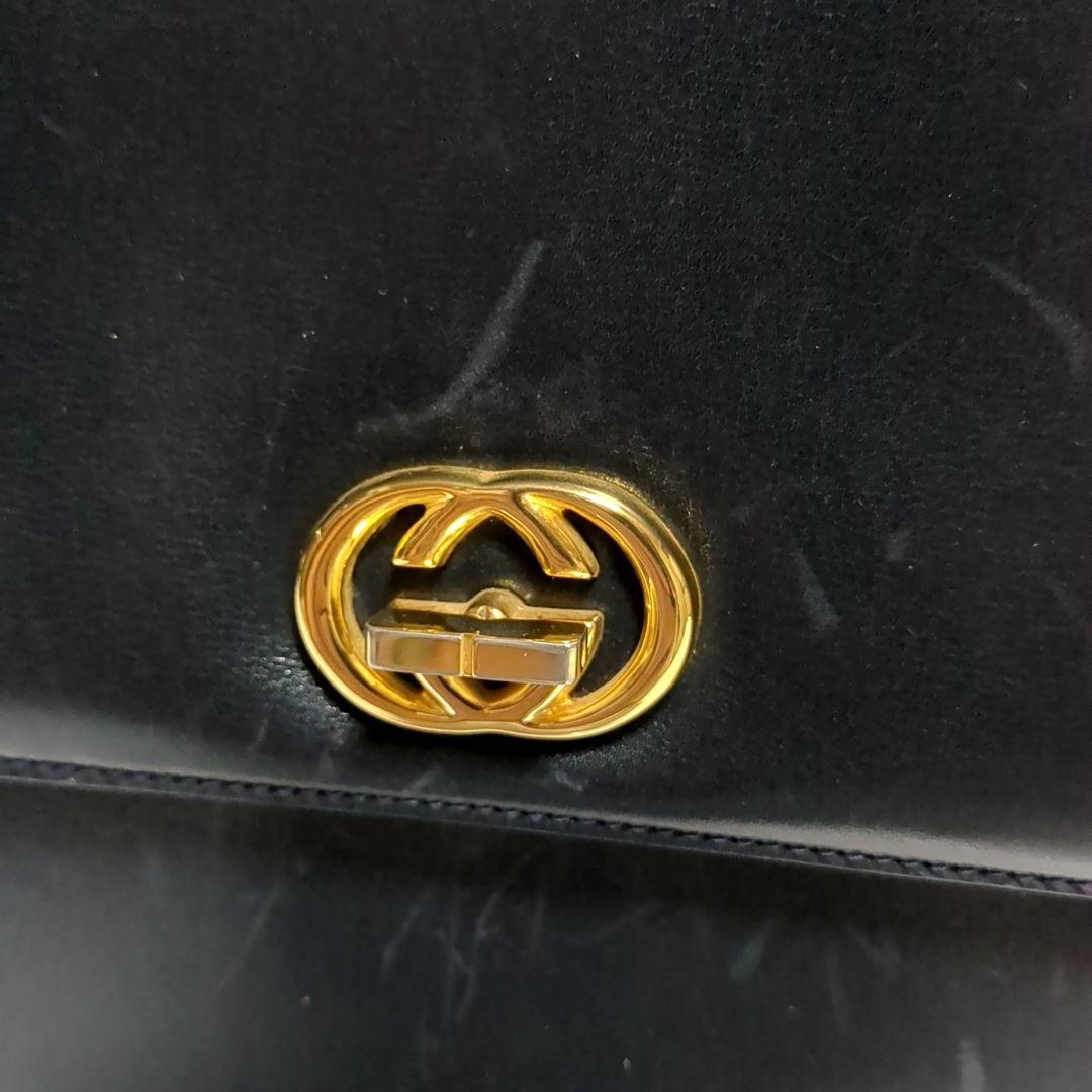 ✨GUCCI✨ハンドバッグ インターロッキング ターンロック ネイビー レザー ✨GUCCI✨ハンドバッグ インターロッキング ターンロック ネイビー レザー