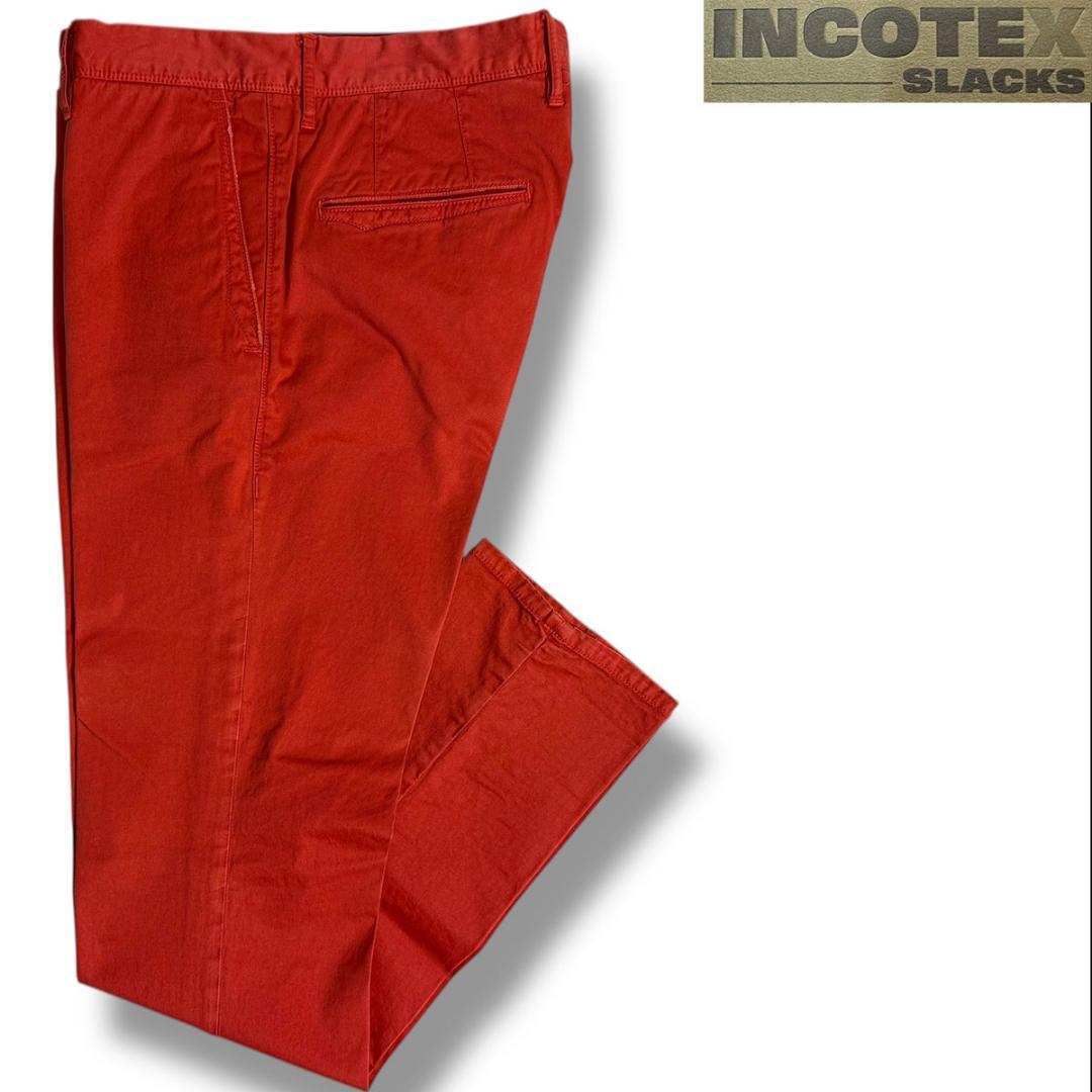 J3067 美品 インコテックススラックス ストレッチパンツ オレンジ 33
