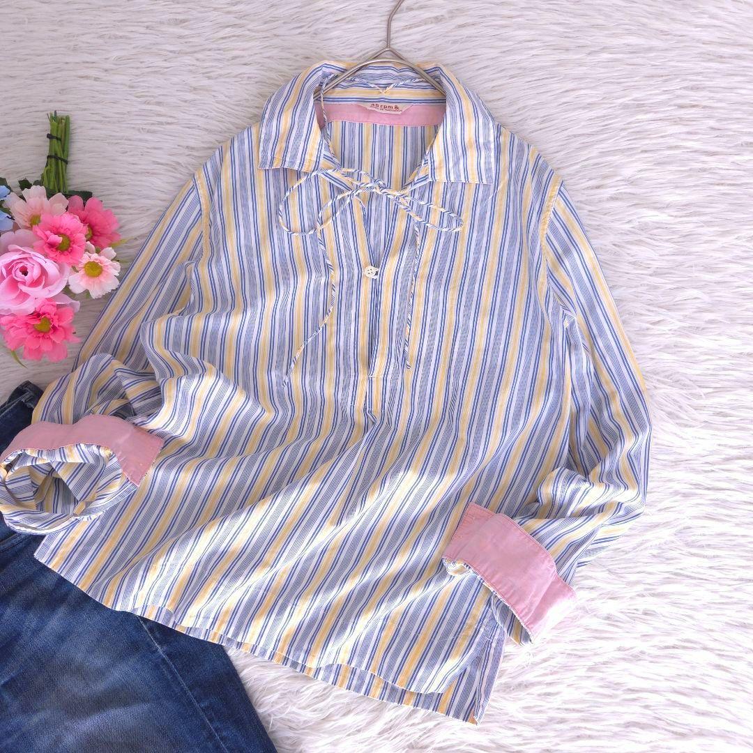 45R L XL フォーティファイブ・アール スキッパーポロシャツ　ストライプ 45rpm 45R ストライプスキッパーシャツ フォーティファイブ