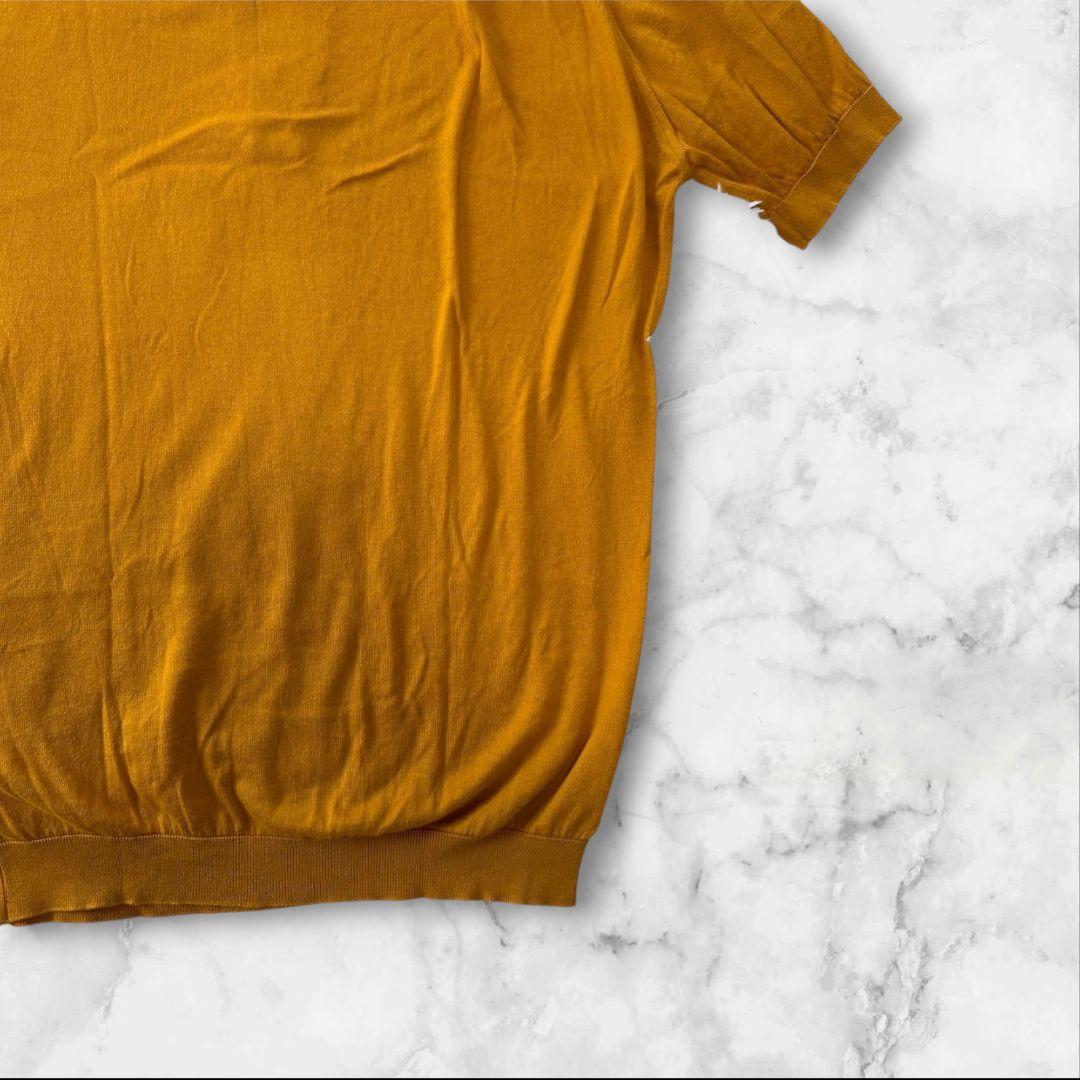 JOHN SMEDLEY ニットポロシャツ 半袖 イエロー オレンジ M