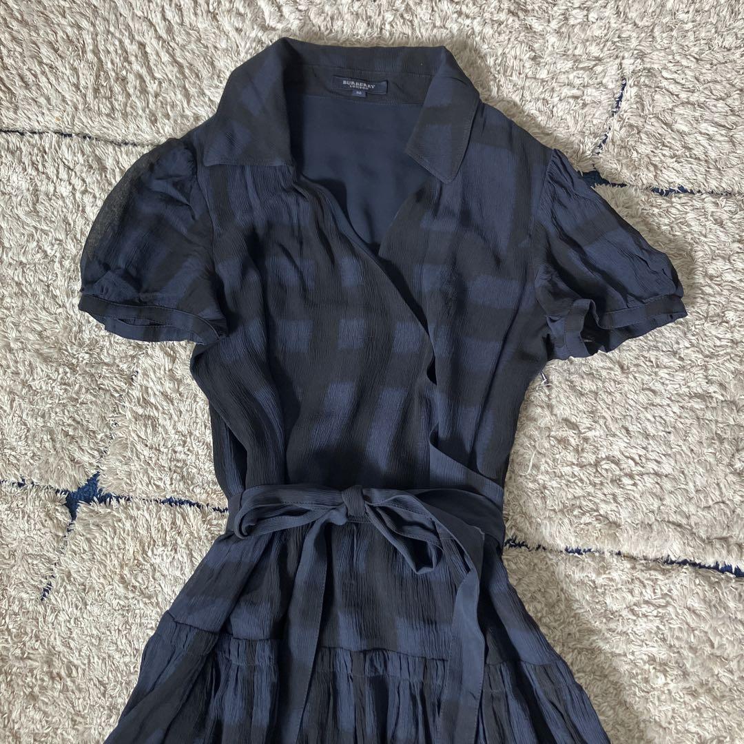 美品✨】バーバリーロンドン シルク100% チェック ワンピース