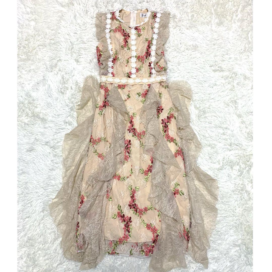 人気の新作 希少】パーティドレス 刺繍 花柄 フリル ロリータ ゴスロリ スーツ・フォーマル・ドレス