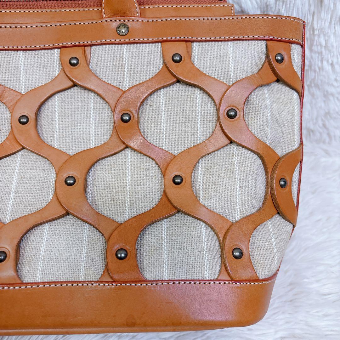 希少 Dakota レザー キャンバス レザーカット 金具 トートバッグ