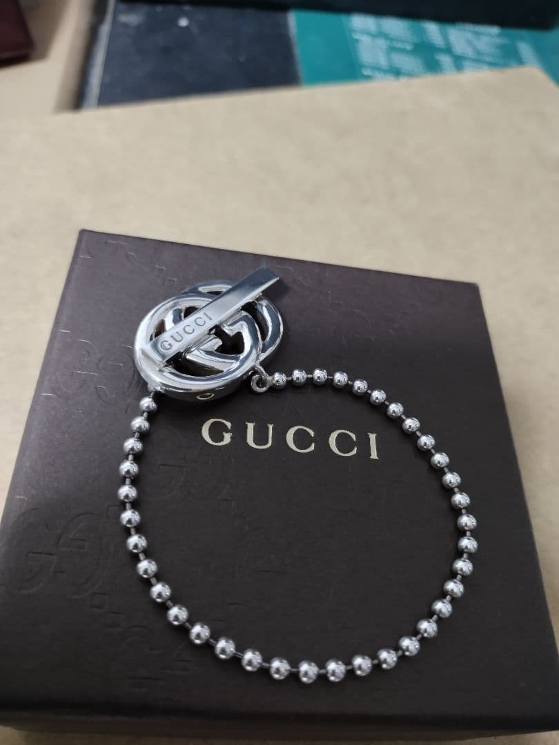 美品 GUCCIグッチ シルバー925リバーシブルインターロッキングブレスレット