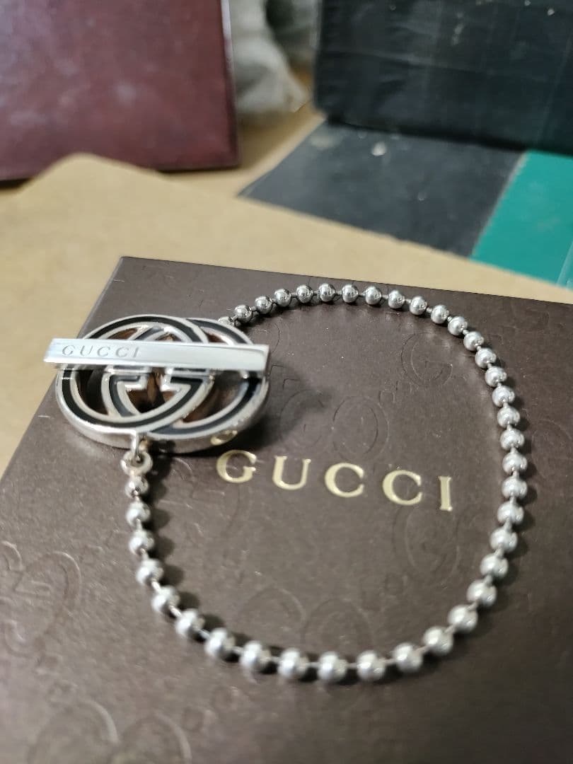 美品 GUCCIグッチ シルバー925リバーシブルインターロッキングブレスレット