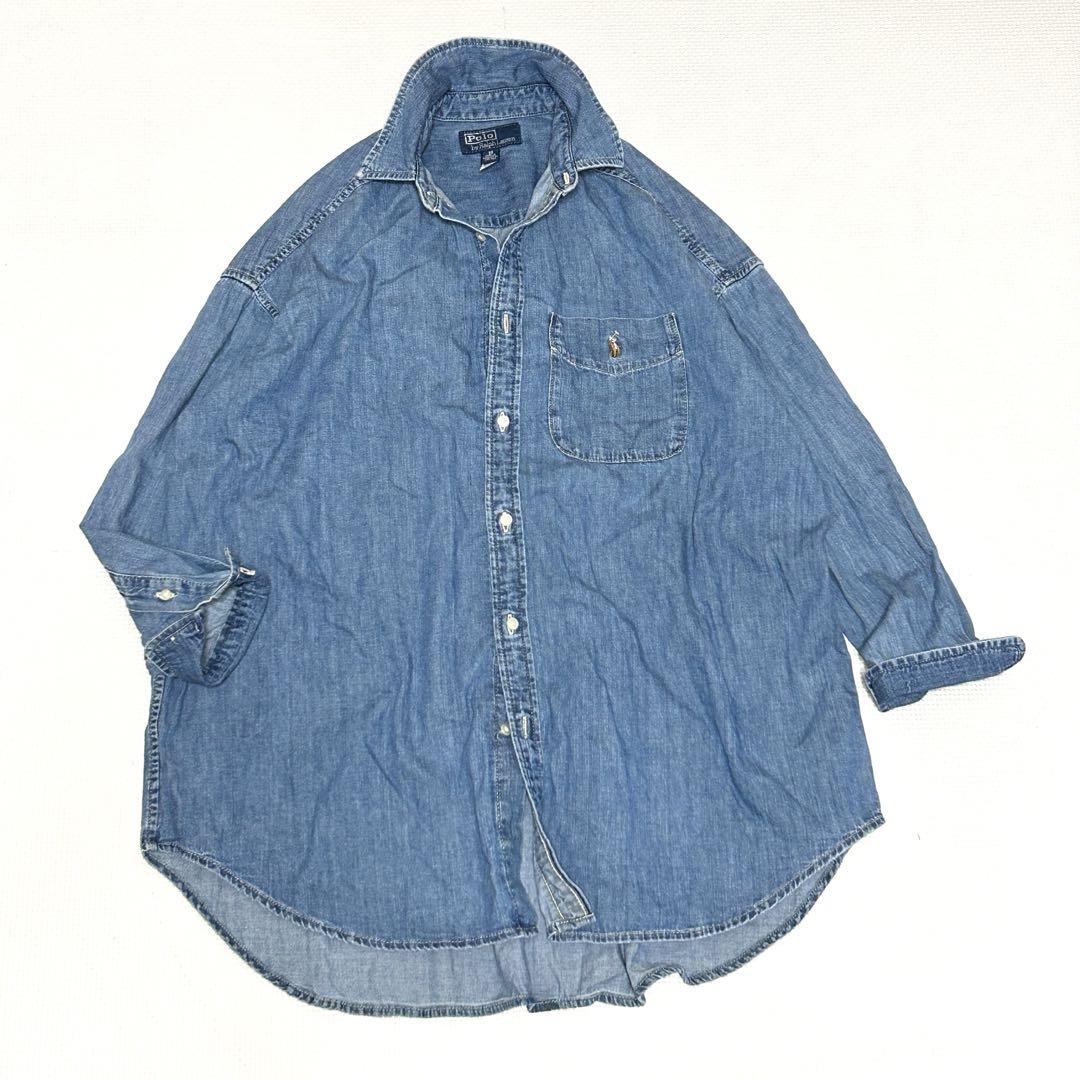 POLO RALPH LAUREN - POLO RALPH LAUREN オーバー　ロング デニム セール】 オーバーサイズ ロング デニム シャツ （シャツ